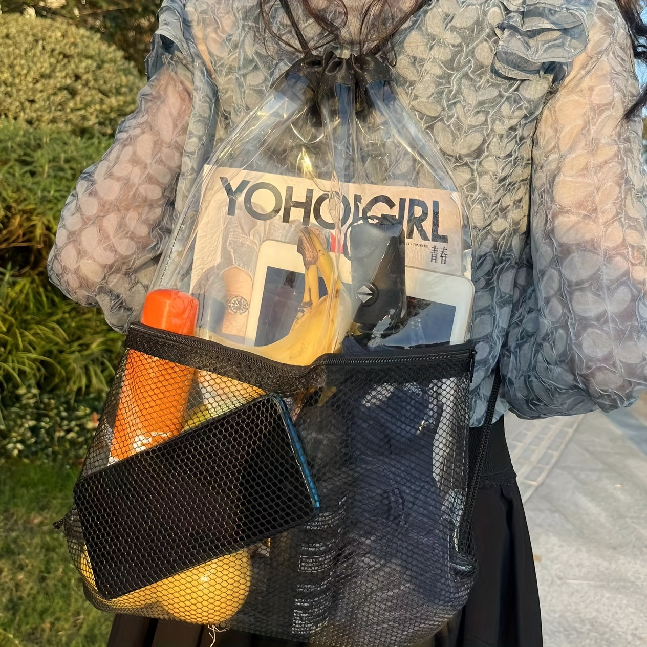 Waterproof Drawstring Backpack - Clear PVC Gym Bag for Travel & Sports