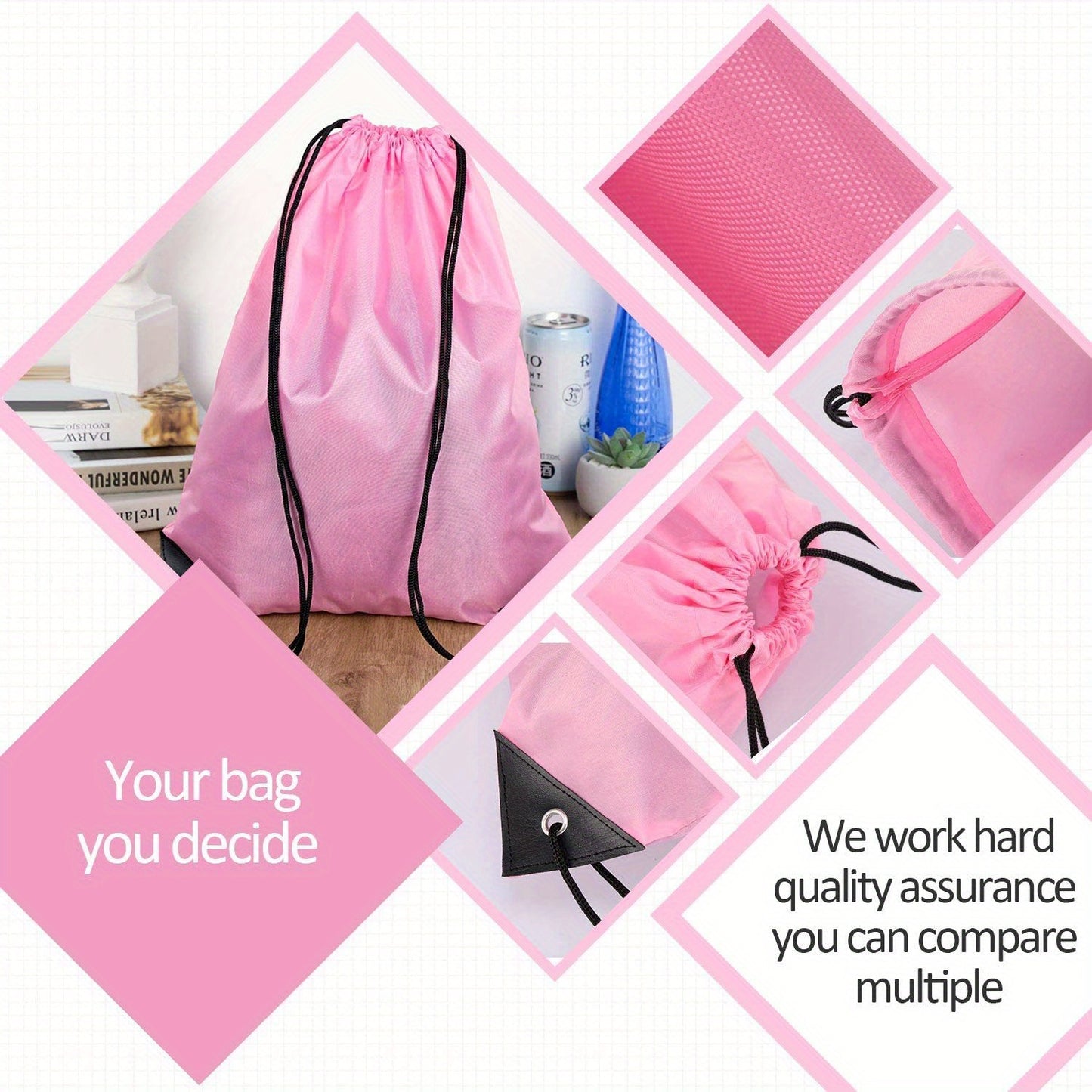 Nylon Drawstring Backpack - Lightweight 16" Gym Bag for Sports & Travel