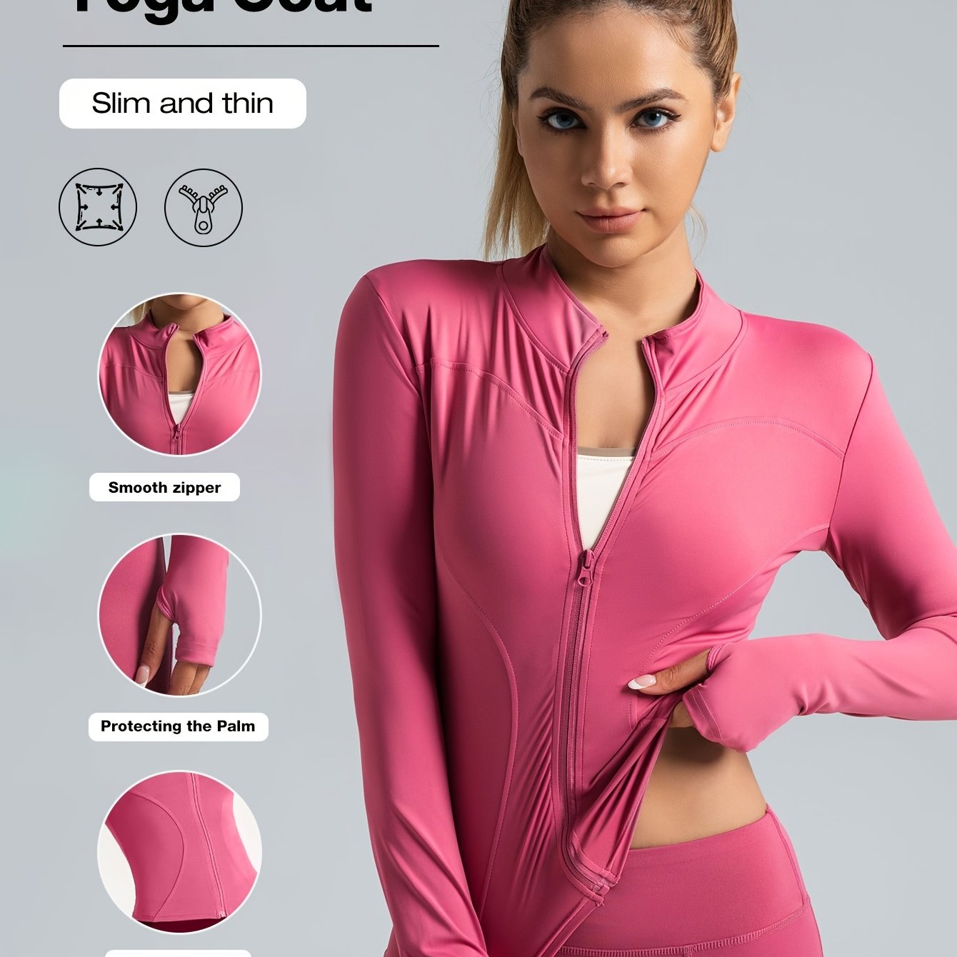 Women's Performance Yoga Jacket - Full Zip Athletic Wear