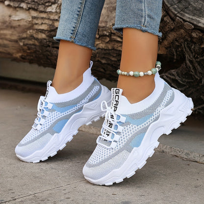 Women's Breathable Mesh Platform Sneakers - Lightweight Casual Sport Shoes