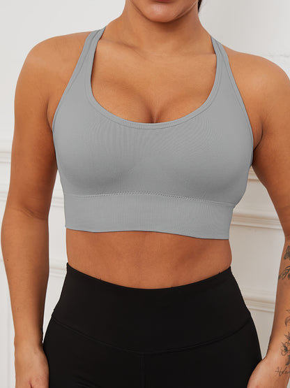 Women's Sports Bras 5-Pack - Seamless Low-Cut Nylon Fitness Bras