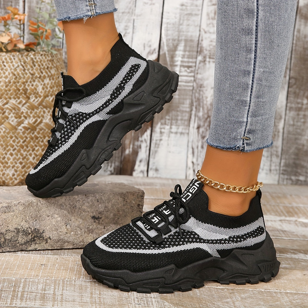 Women's Breathable Mesh Platform Sneakers - Lightweight Casual Sport Shoes