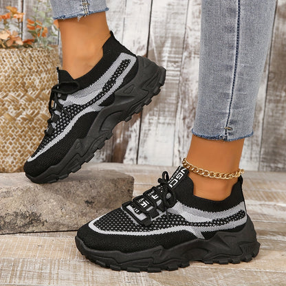 Women's Breathable Mesh Platform Sneakers - Lightweight Casual Sport Shoes
