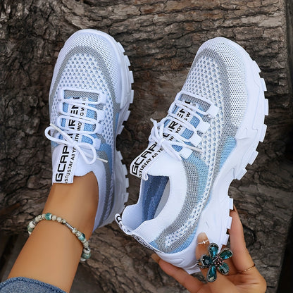 Women's Breathable Mesh Platform Sneakers - Lightweight Casual Sport Shoes