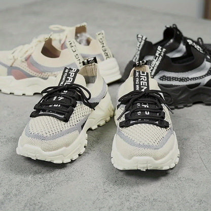 Women's Breathable Mesh Platform Sneakers - Lightweight Casual Sport Shoes