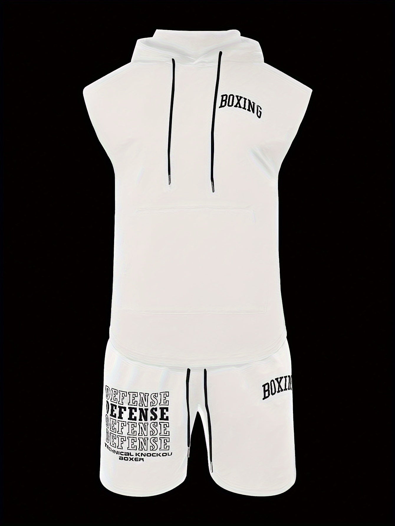 Men's Boxing 2-Piece Sports Set - Hooded Vest & Shorts