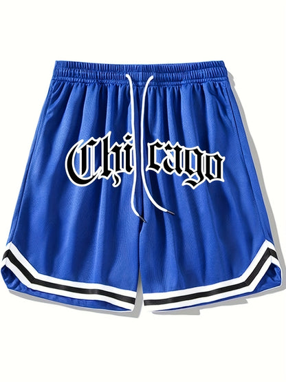 Men's Athletic Shorts - Chicago Print Drawstring Sport Shorts