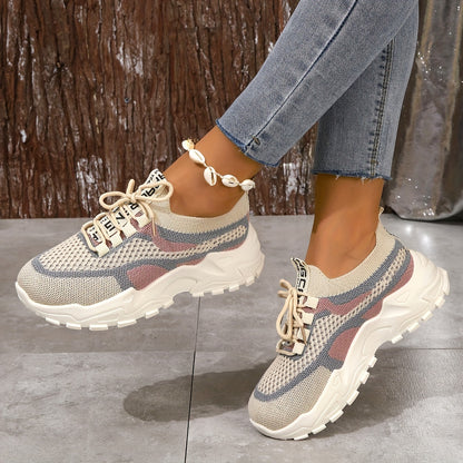 Women's Breathable Mesh Platform Sneakers - Lightweight Casual Sport Shoes