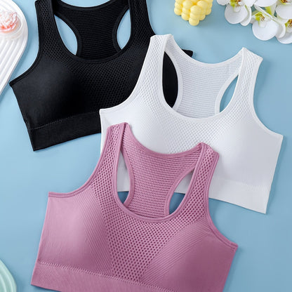 Women's Sports Bras 3-Pack - Breathable Yoga Fitness Tank Tops