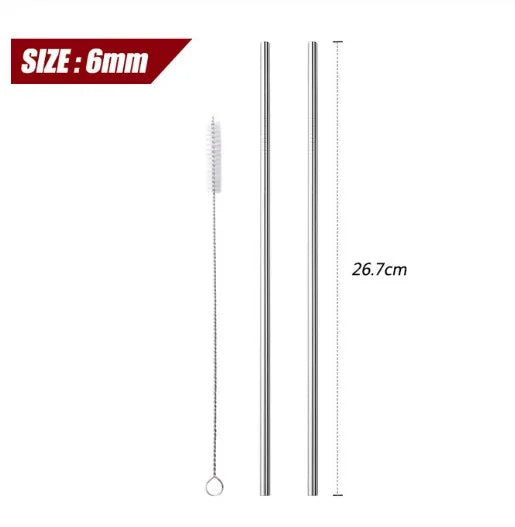 Reusable Stainless Steel Straws - Eco-Friendly Metal Drinking Straws | Rainbow Bent & Straight Set for Cocktails