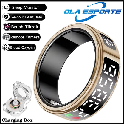 Smart Fitness Ring - Sleep & Heart Rate Monitor with Touch Screen Display