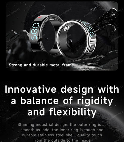 Smart Fitness Ring - Sleep & Heart Rate Monitor with Touch Screen Display