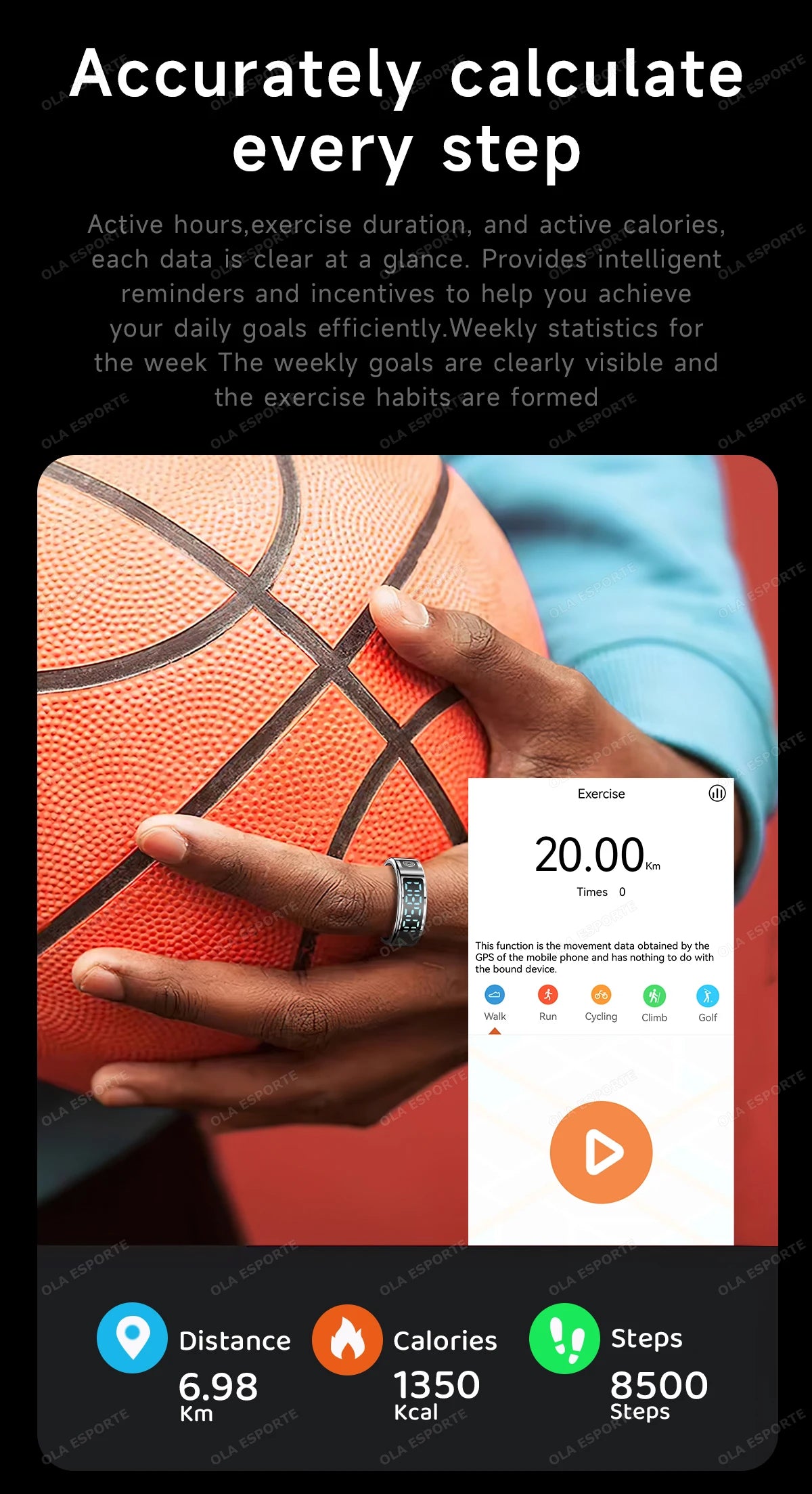 Smart Fitness Ring - Sleep & Heart Rate Monitor with Touch Screen Display