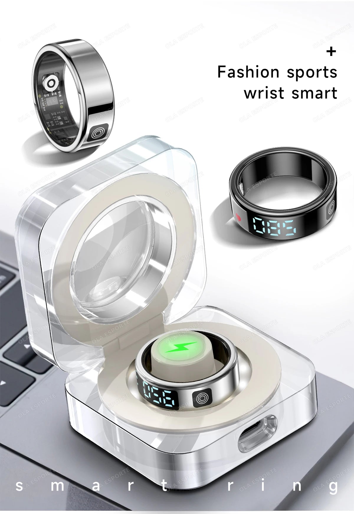 Smart Fitness Ring - Sleep & Heart Rate Monitor with Touch Screen Display