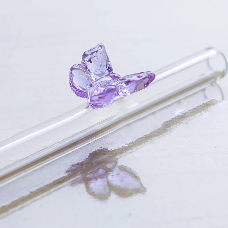 Eco-Friendly Reusable Glass Straws - Butterfly Bend Design | Sustainable Drinking Straws for Smoothies & Cocktails