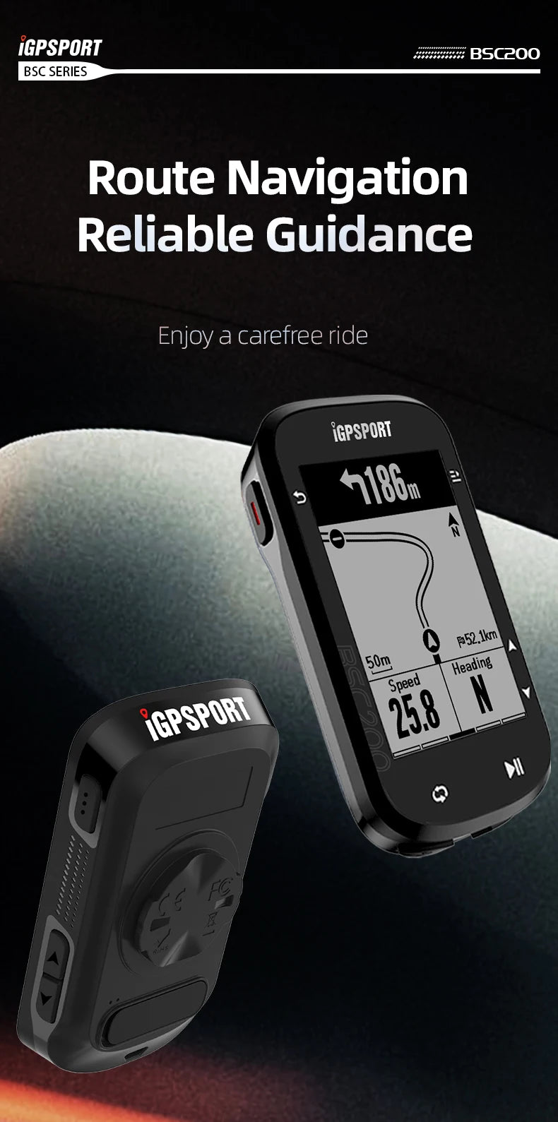 IGPSPORT BSC200 GPS Bike Computer - Wireless Cycling Speedometer with ANT+ & Bluetooth