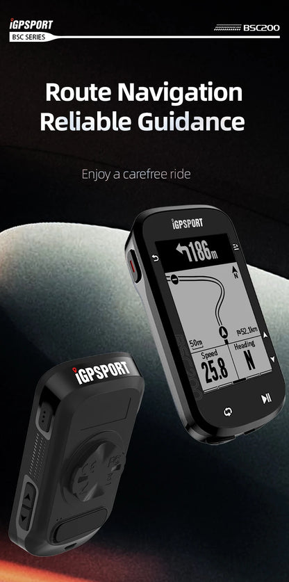 IGPSPORT BSC200 GPS Bike Computer - Wireless Cycling Speedometer with ANT+ & Bluetooth