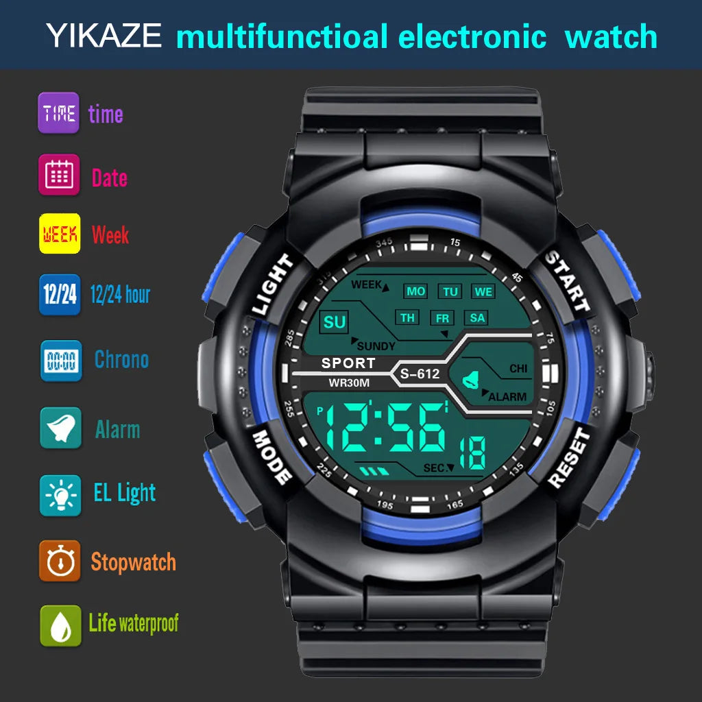 Military Digital Sports Watch - Waterproof LED Tactical Watch for Men