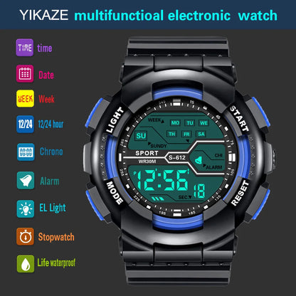 Military Digital Sports Watch - Waterproof LED Tactical Watch for Men