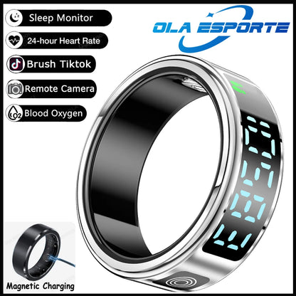 Smart Fitness Ring - Sleep & Heart Rate Monitor with Touch Screen Display