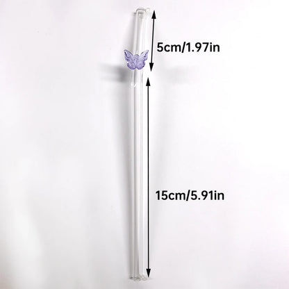Eco-Friendly Reusable Glass Straws - Butterfly Bend Design | Sustainable Drinking Straws for Smoothies & Cocktails