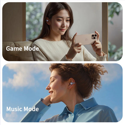 Wireless Ear Clip Headphones - Bluetooth Sports Earbuds with LED Display