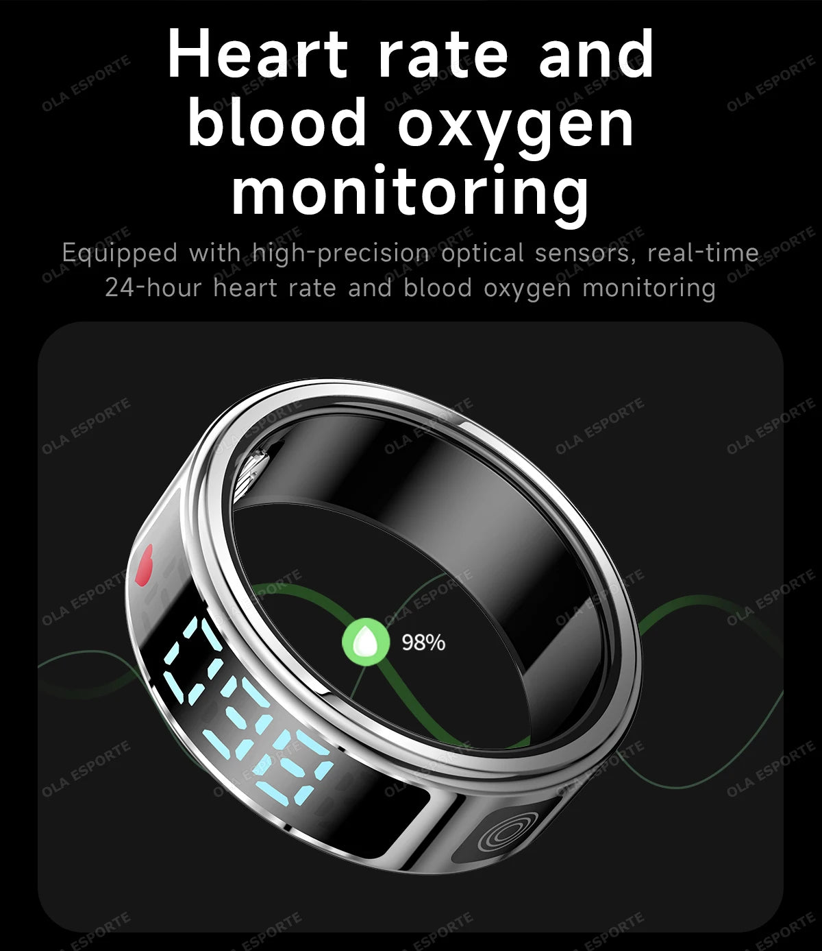 Smart Fitness Ring - Sleep & Heart Rate Monitor with Touch Screen Display