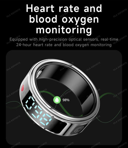 Smart Fitness Ring - Sleep & Heart Rate Monitor with Touch Screen Display