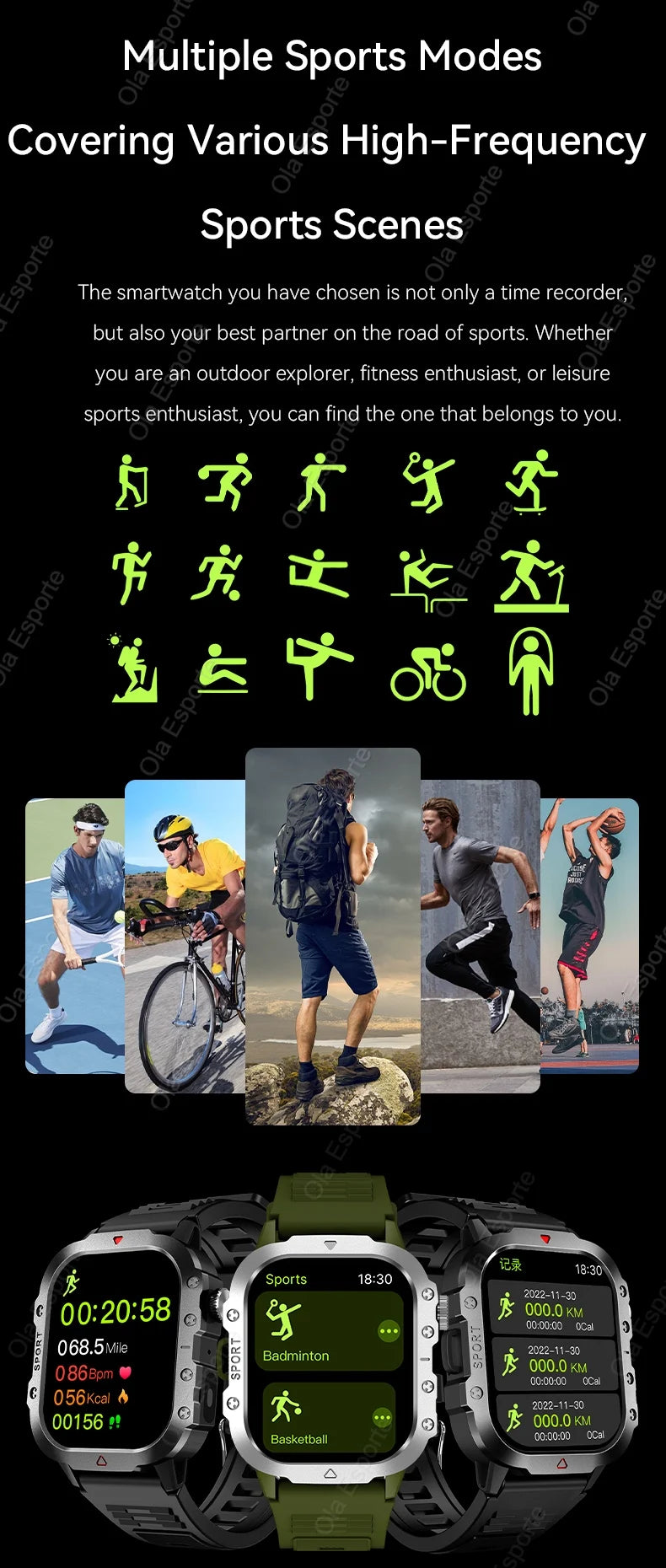 New GPS Sport Smart Watch Waterproof  BT Call MilitaryGrade Outdoor SmartWatch IP67 for Men Women Fashion Business SmartBracelet