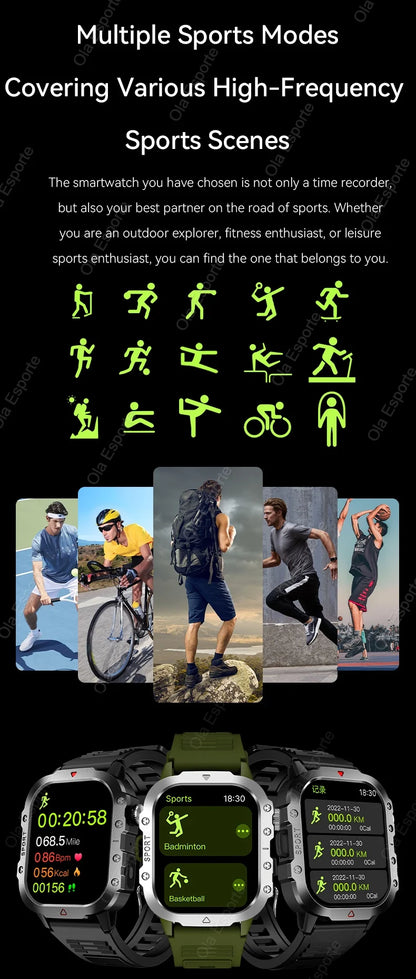 New GPS Sport Smart Watch Waterproof  BT Call MilitaryGrade Outdoor SmartWatch IP67 for Men Women Fashion Business SmartBracelet