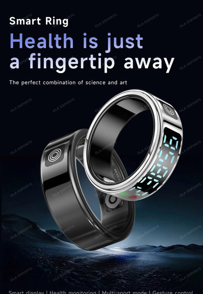 Smart Fitness Ring - Sleep & Heart Rate Monitor with Touch Screen Display
