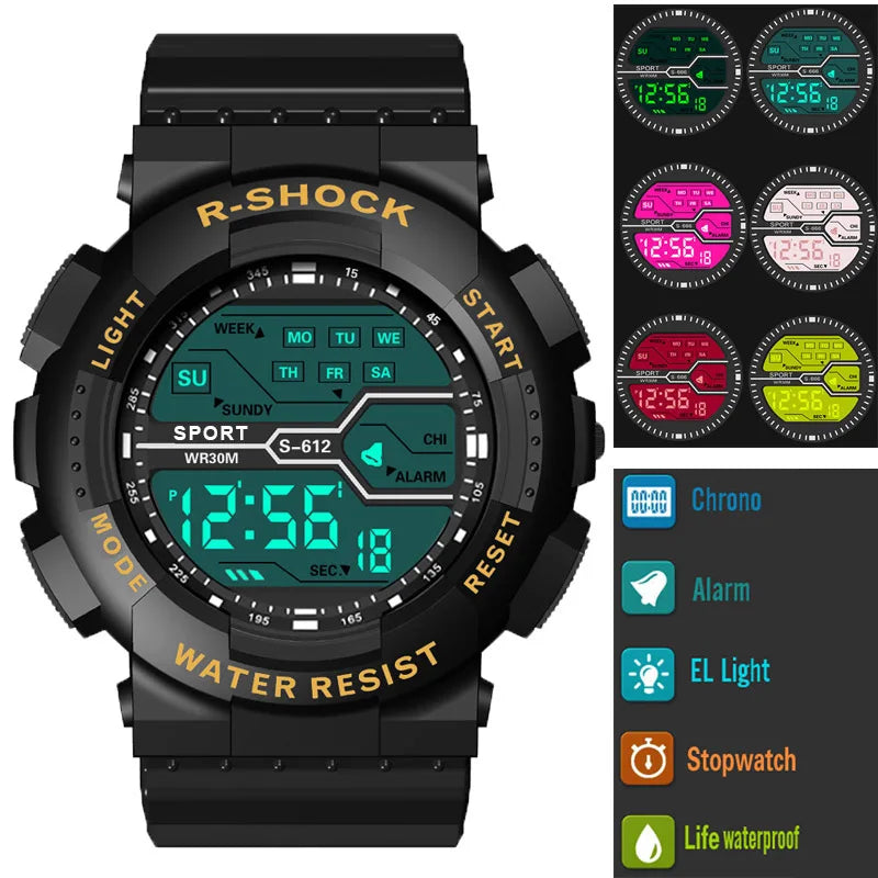 Military Digital Sports Watch - Waterproof LED Tactical Watch for Men