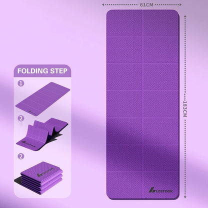 Eco-Friendly Foldable Yoga Mat - TPE Travel Fitness Mat | Double-Sided Non-Slip for Pilates & Floor Workouts