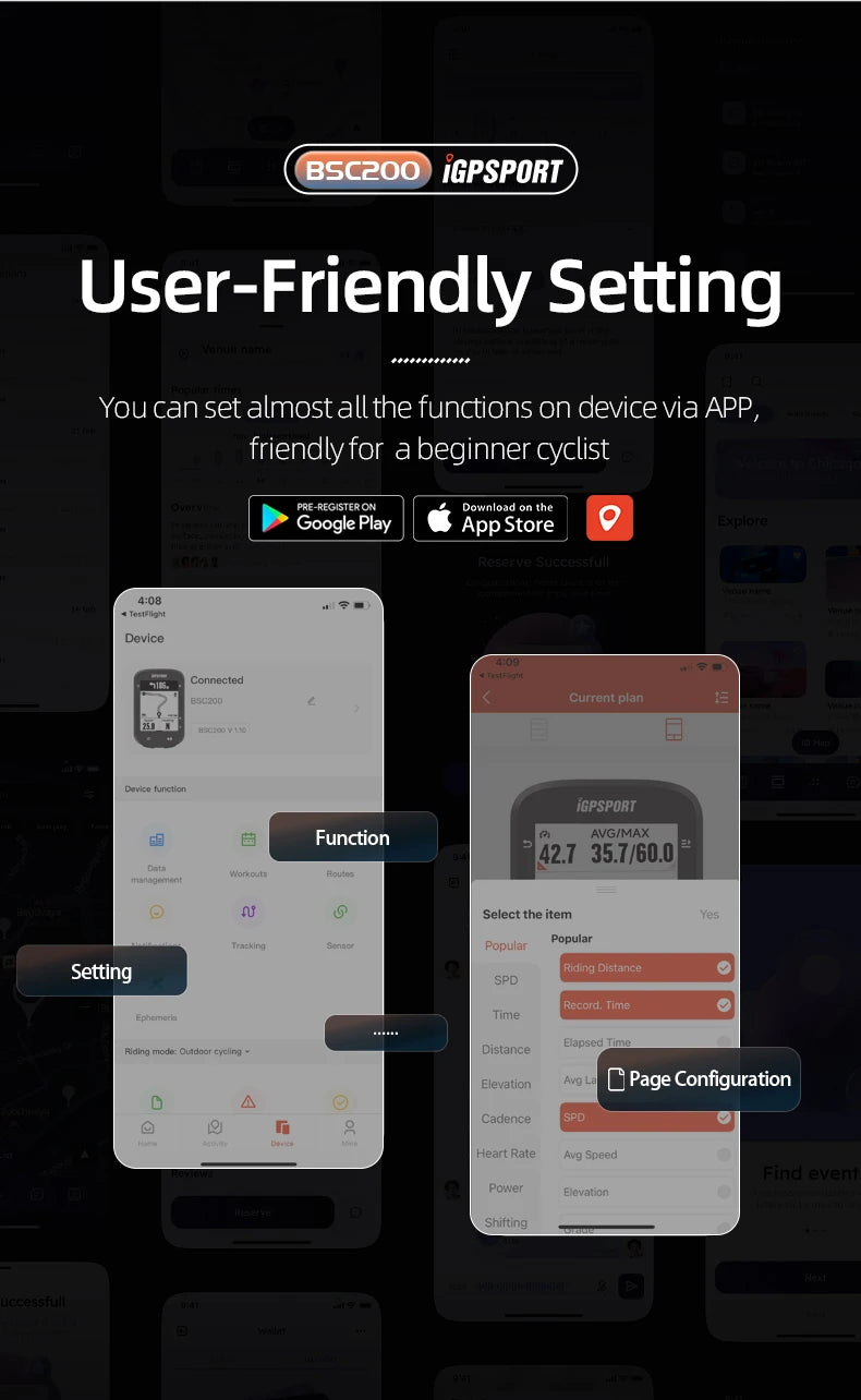 IGPSPORT BSC200 GPS Bike Computer - Wireless Cycling Speedometer with ANT+ & Bluetooth