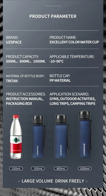 BPA-Free Leak Proof Water Bottle - Eco-Friendly Sports Bottle | 350ml, 500ml & 1000ml for Adults & Kids