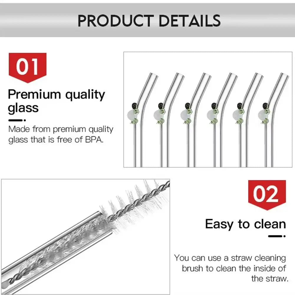Reusable Glass Straws - Eco-Friendly Drinking Straws | Versatile for Smoothies, Cocktails, Coffee & Beer