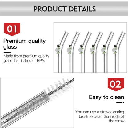 Reusable Glass Straws - Eco-Friendly Drinking Straws | Versatile for Smoothies, Cocktails, Coffee & Beer