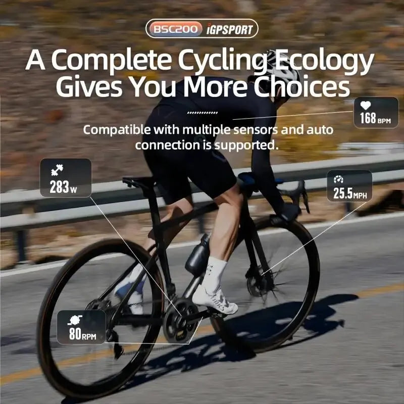 IGPSPORT BSC200 GPS Bike Computer - Wireless Cycling Speedometer with ANT+ & Bluetooth