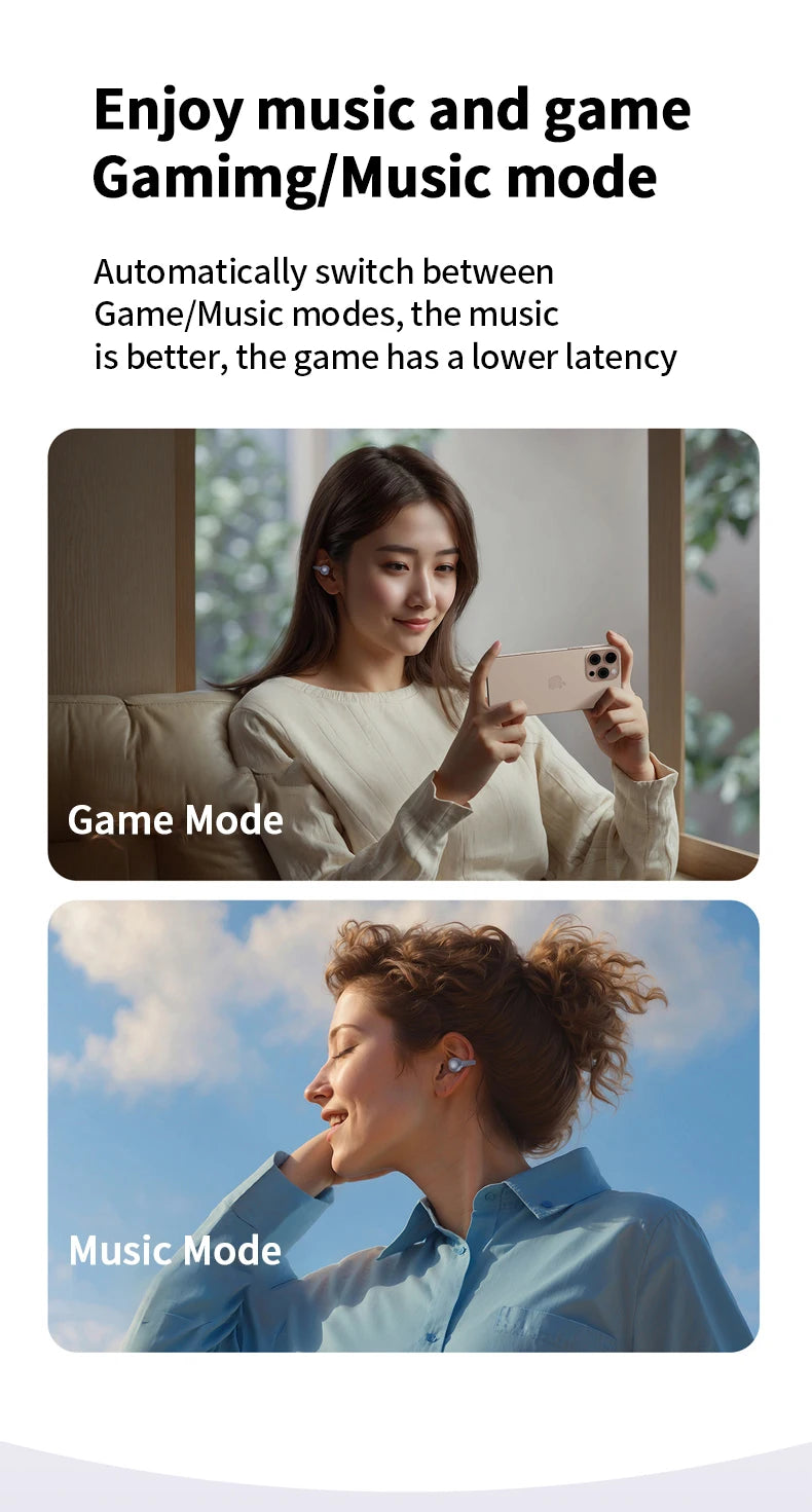 Wireless Ear Clip Headphones - Bluetooth Sports Earbuds with LED Display