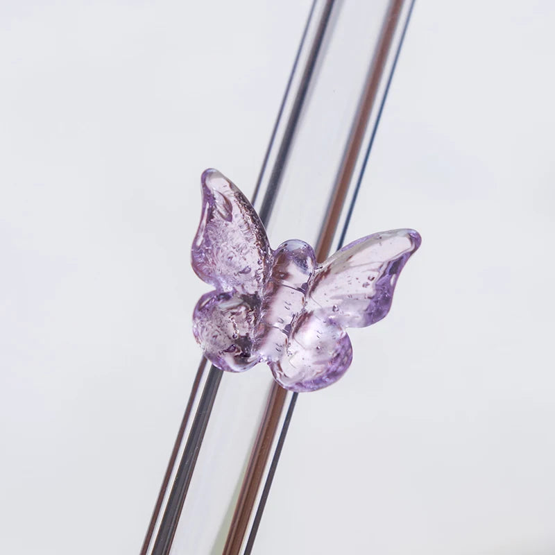 Eco-Friendly Reusable Glass Straws - Butterfly Bend Design | Sustainable Drinking Straws for Smoothies & Cocktails