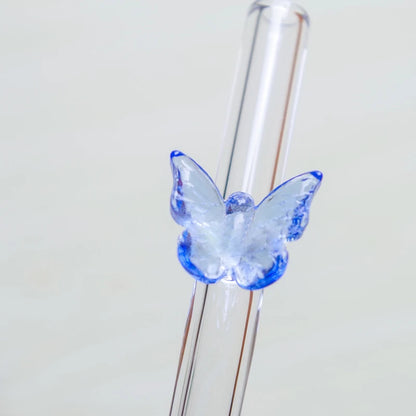 Eco-Friendly Reusable Glass Straws - Butterfly Bend Design | Sustainable Drinking Straws for Smoothies & Cocktails