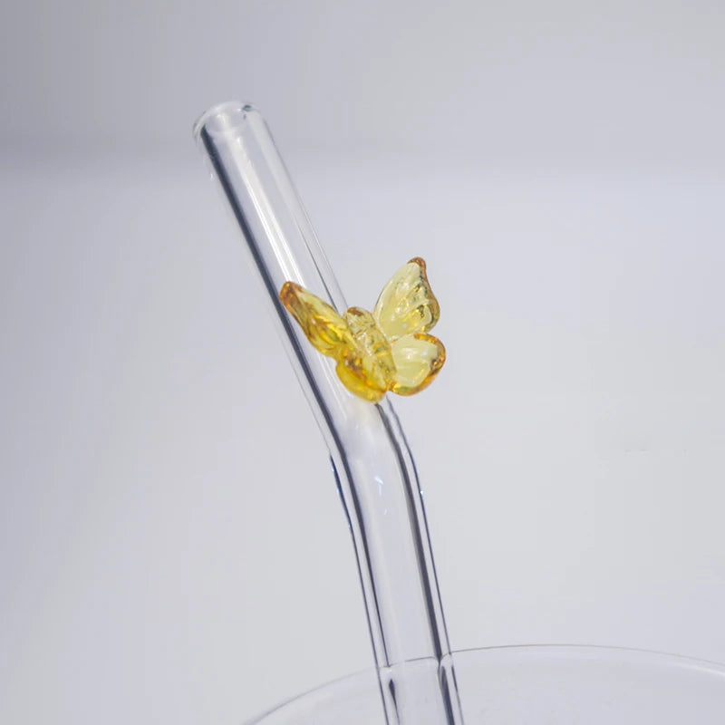 Eco-Friendly Reusable Glass Straws - Butterfly Bend Design | Sustainable Drinking Straws for Smoothies & Cocktails