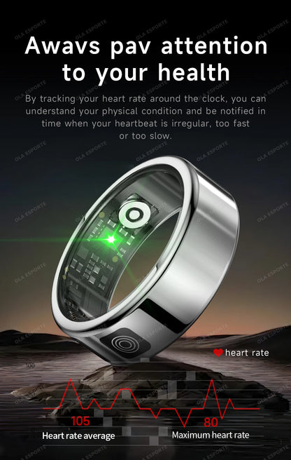 Smart Fitness Ring - Sleep & Heart Rate Monitor with Touch Screen Display