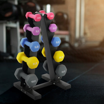 Professional Dumbbell Set with Storage Rack - Neoprene Hex Weights for Home Gym