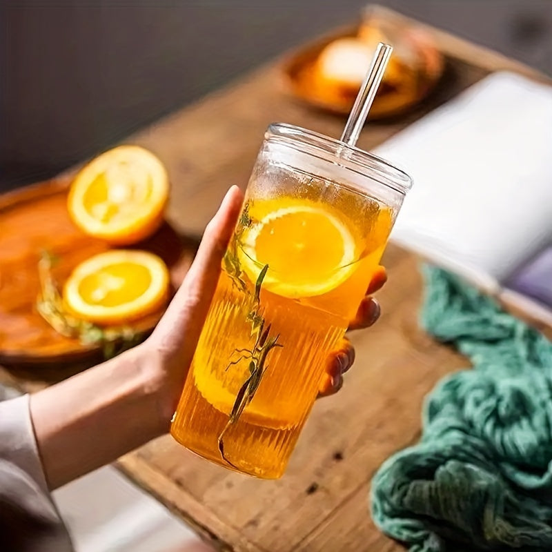 Glass Cups with Lids & Straws 2-Pack (22oz) - Eco-Friendly Reusable Drinkware