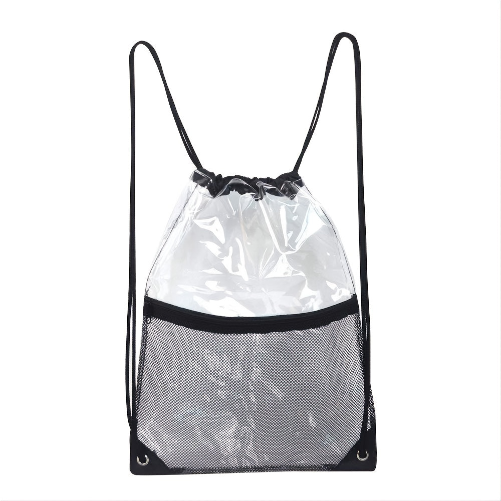Waterproof Drawstring Backpack - Clear PVC Gym Bag for Travel & Sports