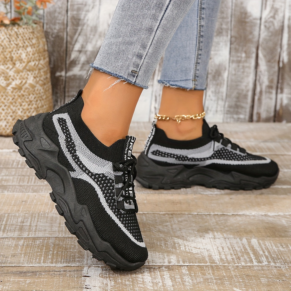 Women's Breathable Mesh Platform Sneakers - Lightweight Casual Sport Shoes