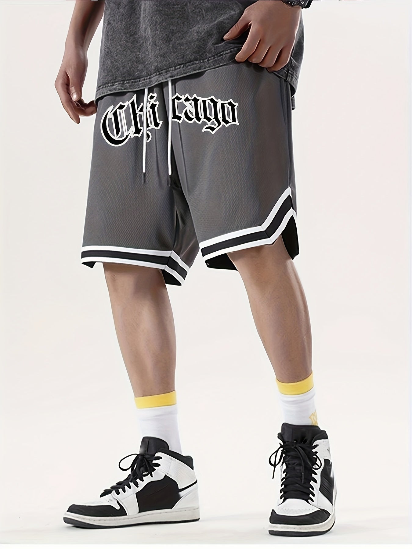 Men's Athletic Shorts - Chicago Print Drawstring Sport Shorts