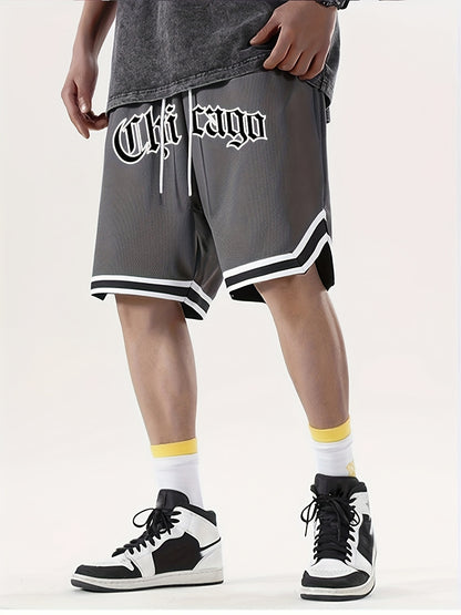Men's Athletic Shorts - Chicago Print Drawstring Sport Shorts