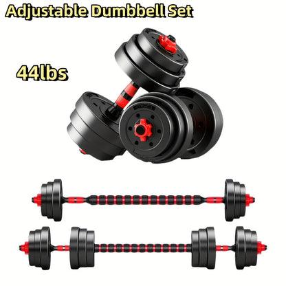 Adjustable Dumbbell Set 44lbs - 3-in-1 Quick-Change Home Gym Weights